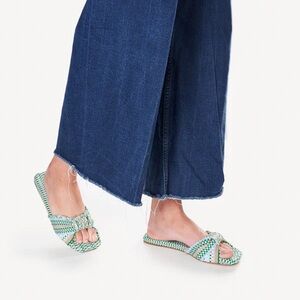 Amambaih Lucia Mosaico Blue and Green Woven Flat Mule Sandals size 39 8.5/9 New